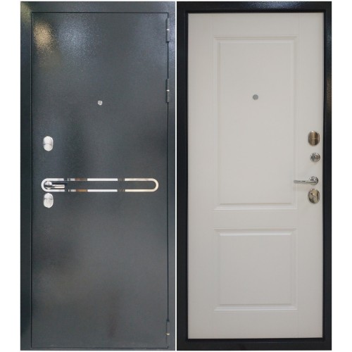  Входная дверь металлическая Витязь Классик Нерж. Букле Чёрный/Софт Белый