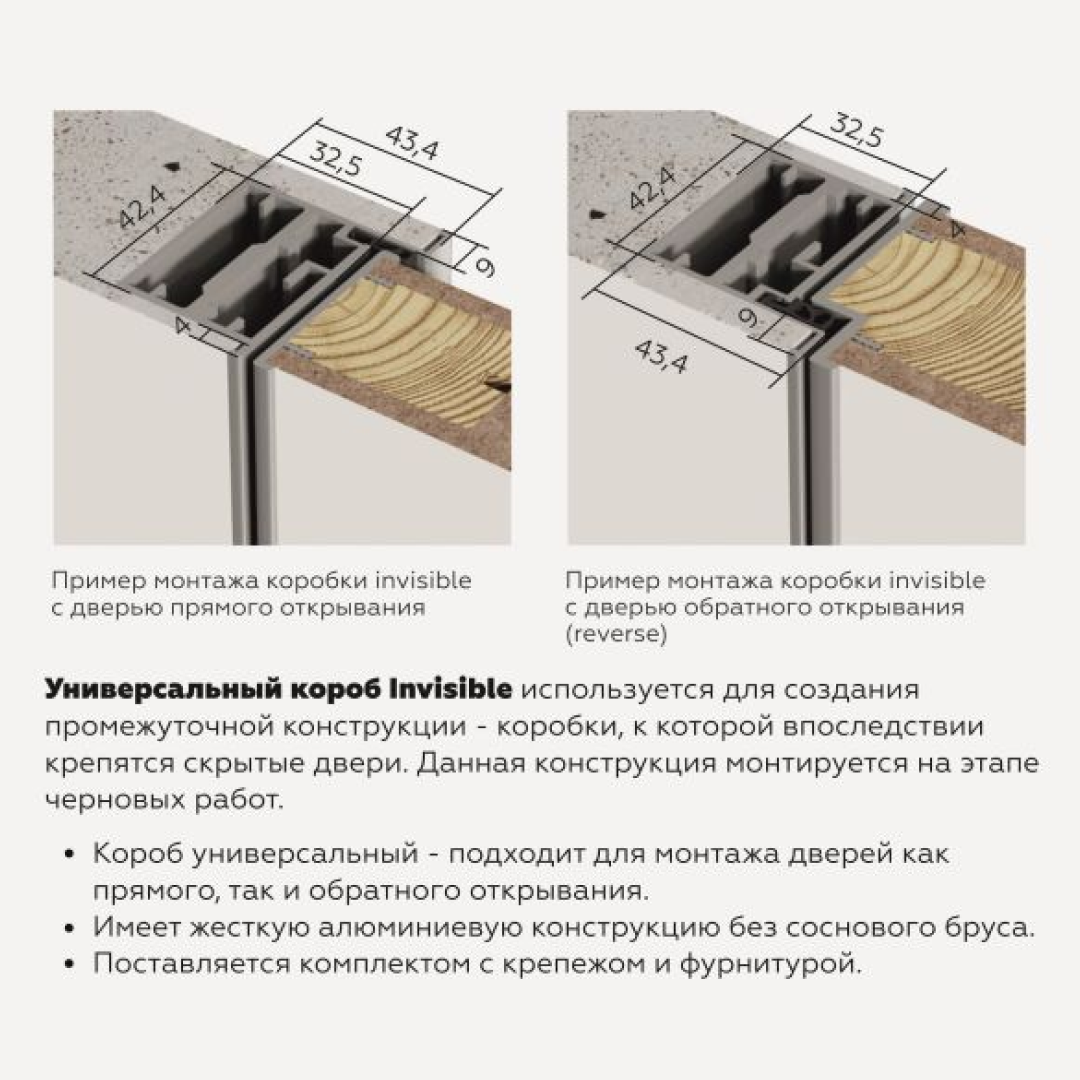 Межкомнатная дверь - Скрытая дверь черная кромка 4x4 Averse
